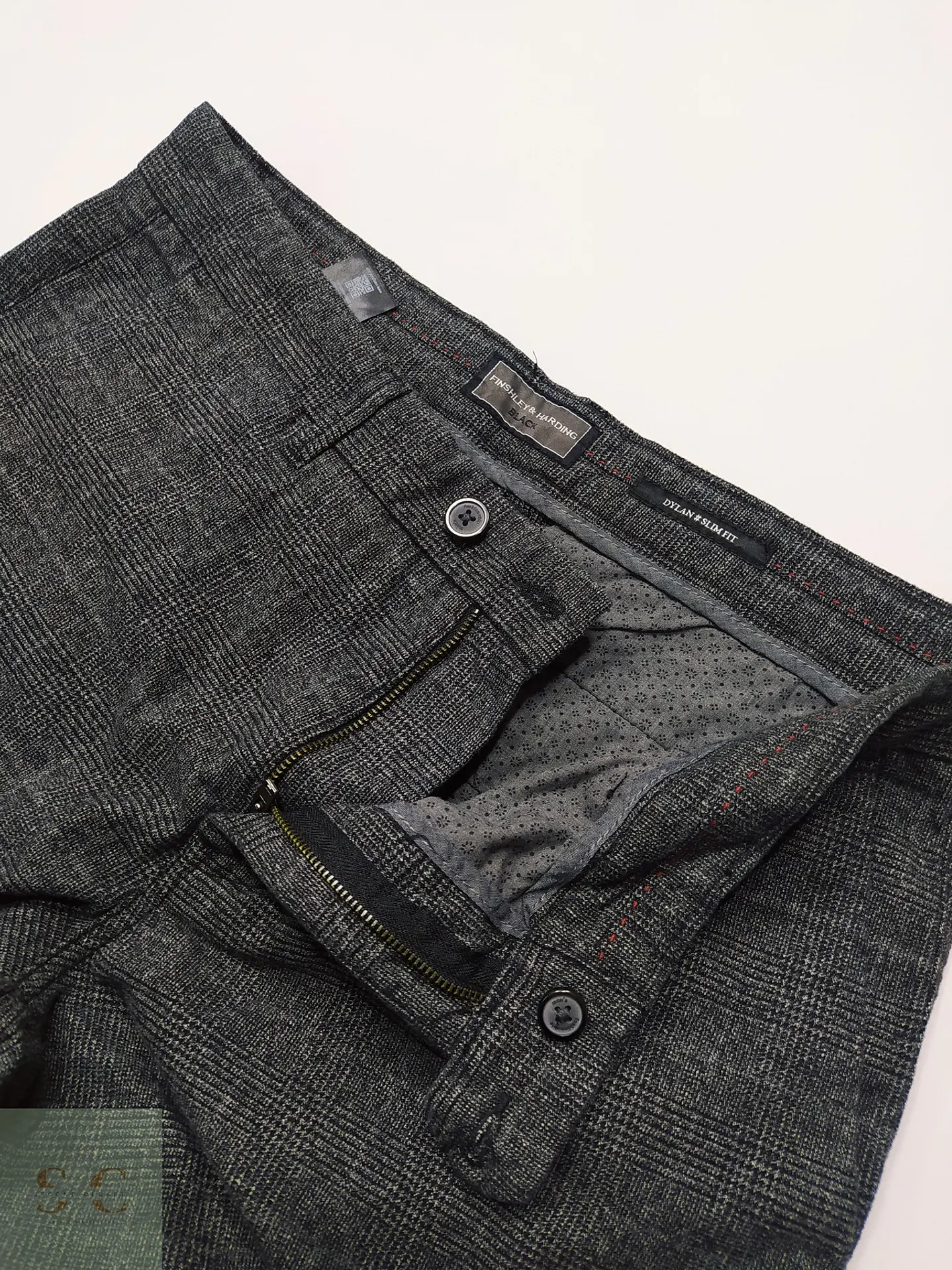 Pantalón Sastre Slim Fit con Microcuadros Finshley & Harding Talla L (47) 4