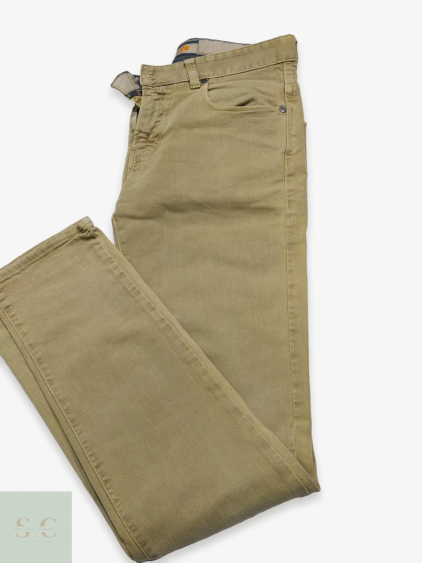 Pantalón Slim Fit en Sarga Khaki BOSS Orange Talla M (42) 1