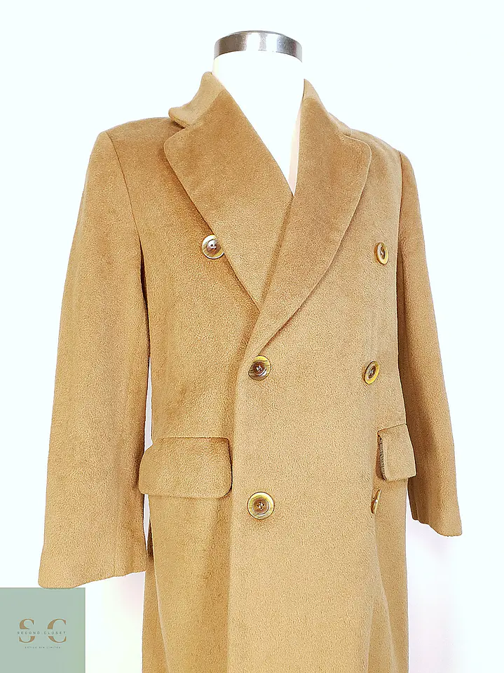 Abrigo Largo Cruzado Camel Italiano 100% Lana Virgen Talla M 6