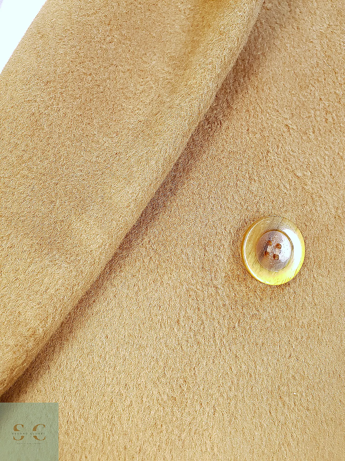 Abrigo Largo Cruzado Camel Italiano 100% Lana Virgen Talla M 18