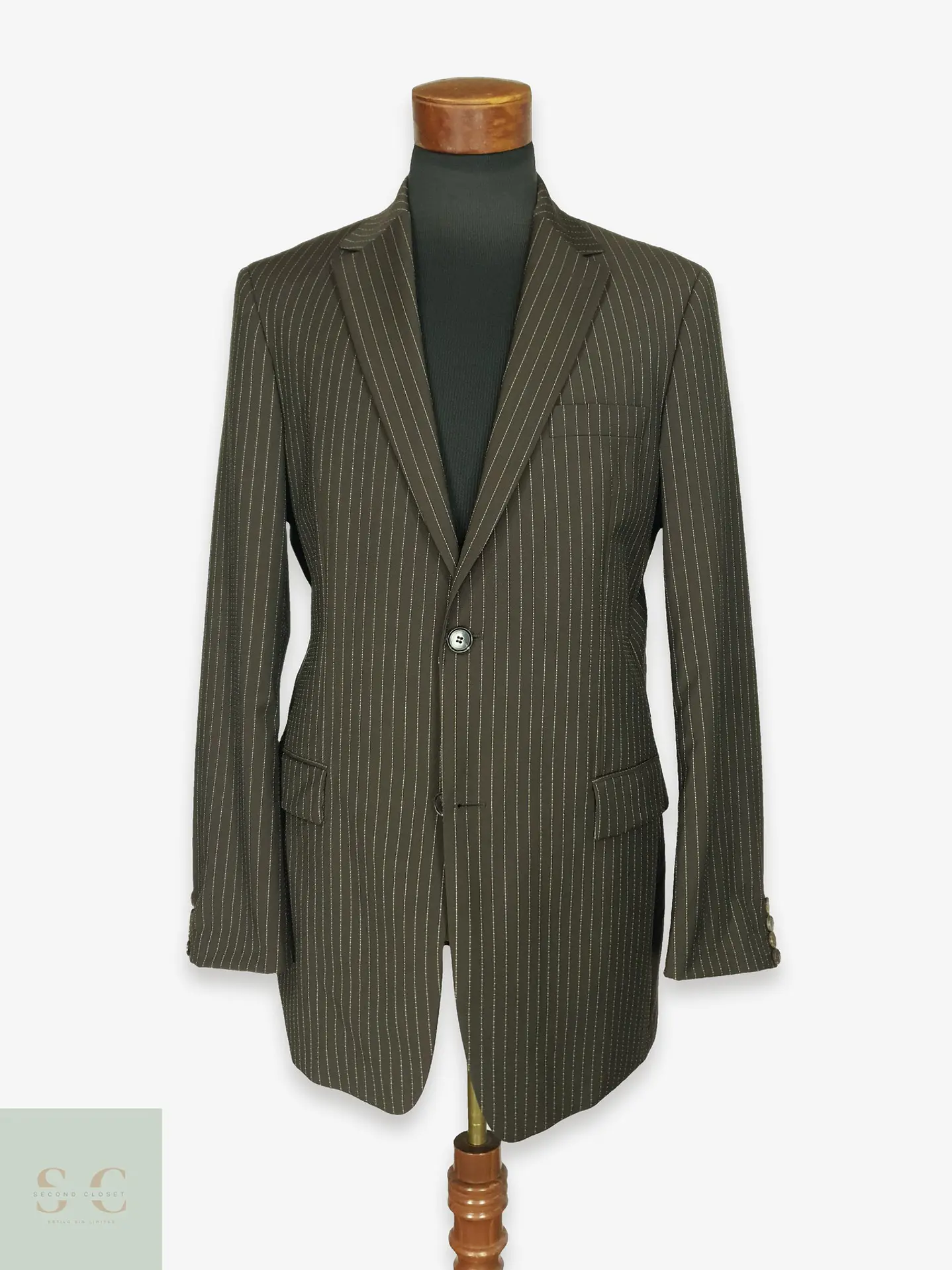Blazer Formal de Lana Virgen en Raya Diplomática Hugo Boss Talla M/L 1