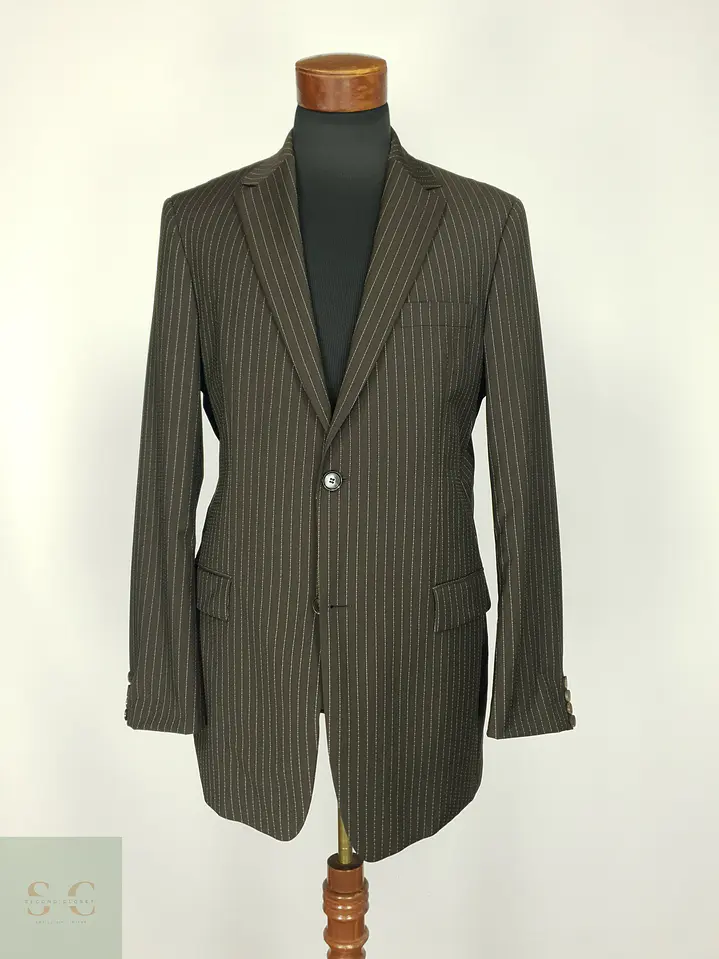 Blazer Formal de Lana Virgen en Raya Diplomática Hugo Boss Talla M/L 2