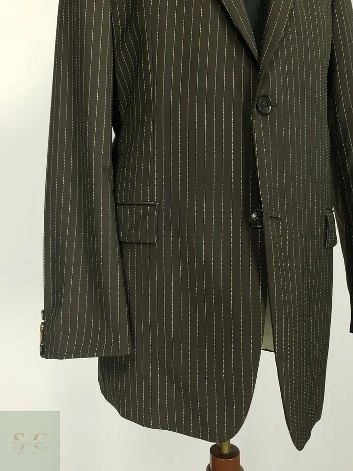 Blazer Formal de Lana Virgen en Raya Diplomática Hugo Boss Talla M/L 3