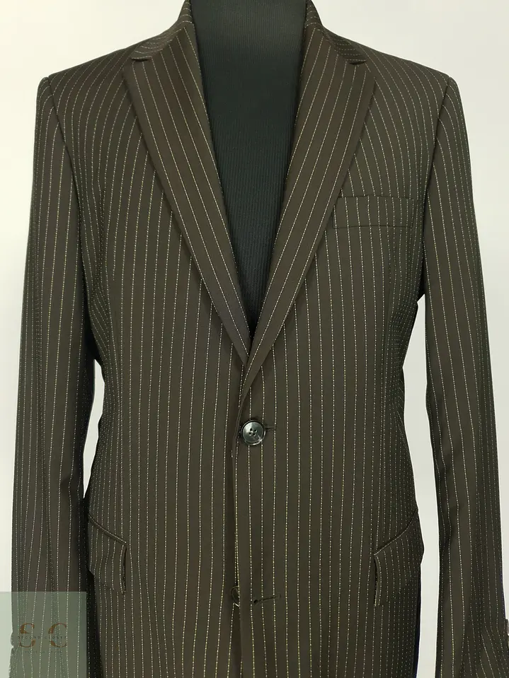 Blazer Formal de Lana Virgen en Raya Diplomática Hugo Boss Talla M/L 4