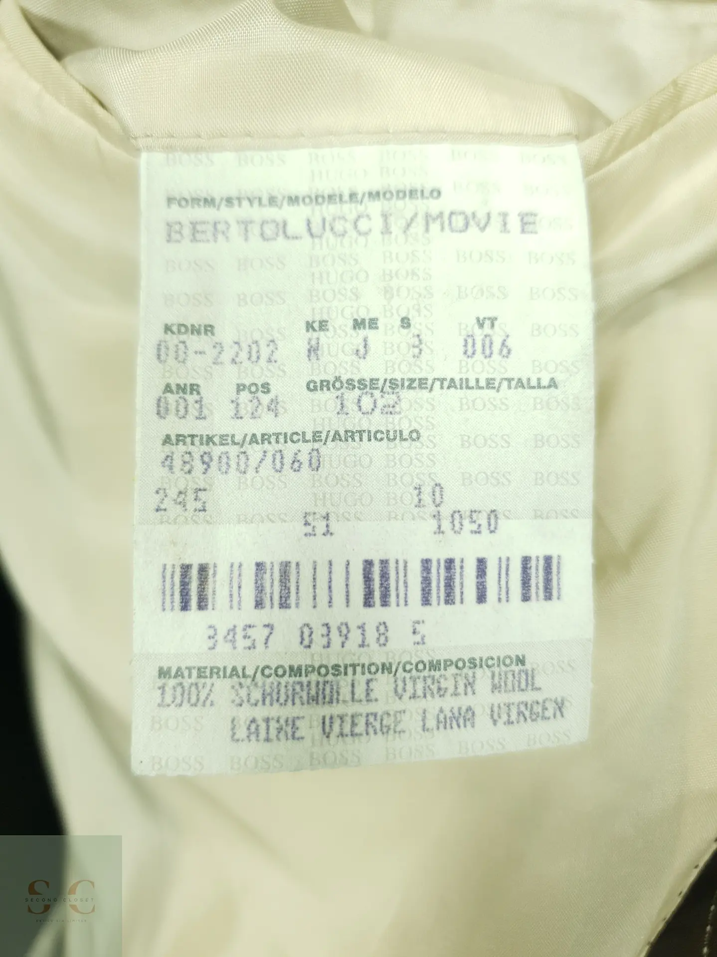 Blazer Formal de Lana Virgen en Raya Diplomática Hugo Boss Talla M/L 6