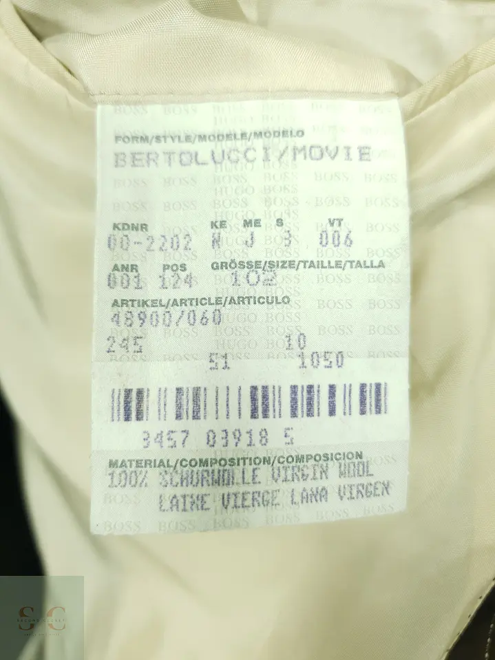Blazer Formal de Lana Virgen en Raya Diplomática Hugo Boss Talla M/L 6