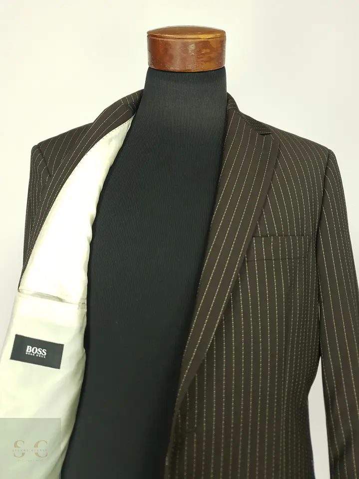 Blazer Formal de Lana Virgen en Raya Diplomática Hugo Boss Talla M/L 7