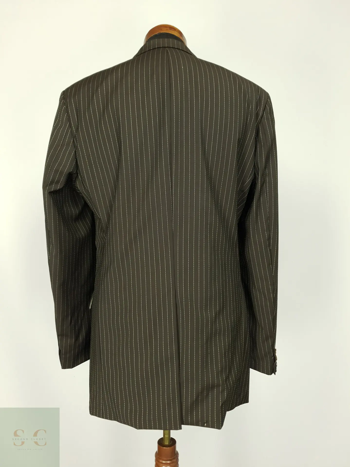 Blazer Formal de Lana Virgen en Raya Diplomática Hugo Boss Talla M/L 8
