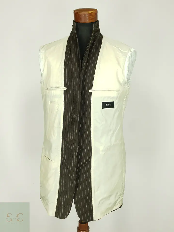 Blazer Formal de Lana Virgen en Raya Diplomática Hugo Boss Talla M/L 9