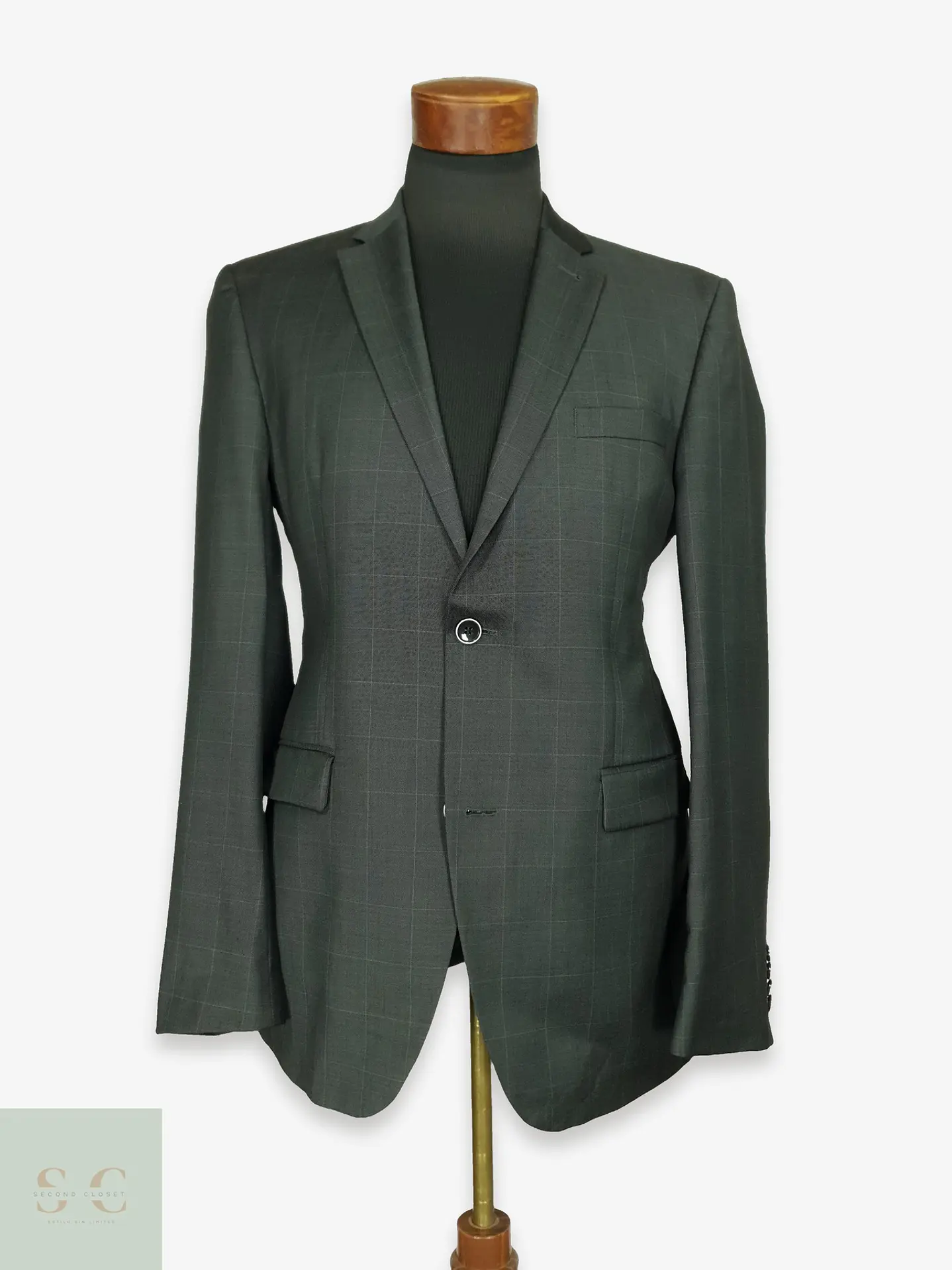 Blazer Estructurado de Lana Virgen con Cuadros Roy Robson Talla M 1