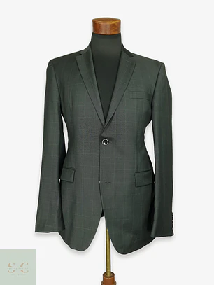 Blazer Estructurado de Lana Virgen con Cuadros Roy Robson Talla M