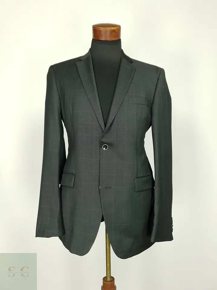 Blazer Estructurado de Lana Virgen con Cuadros Roy Robson Talla M 2