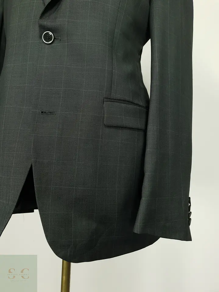 Blazer Estructurado de Lana Virgen con Cuadros Roy Robson Talla M 3