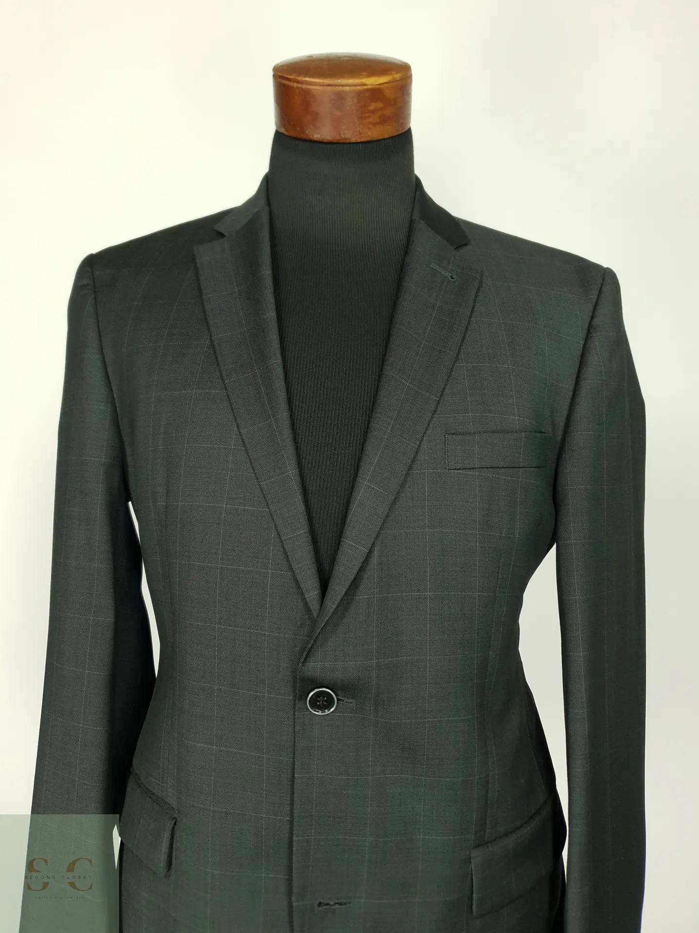 Blazer Estructurado de Lana Virgen con Cuadros Roy Robson Talla M 4