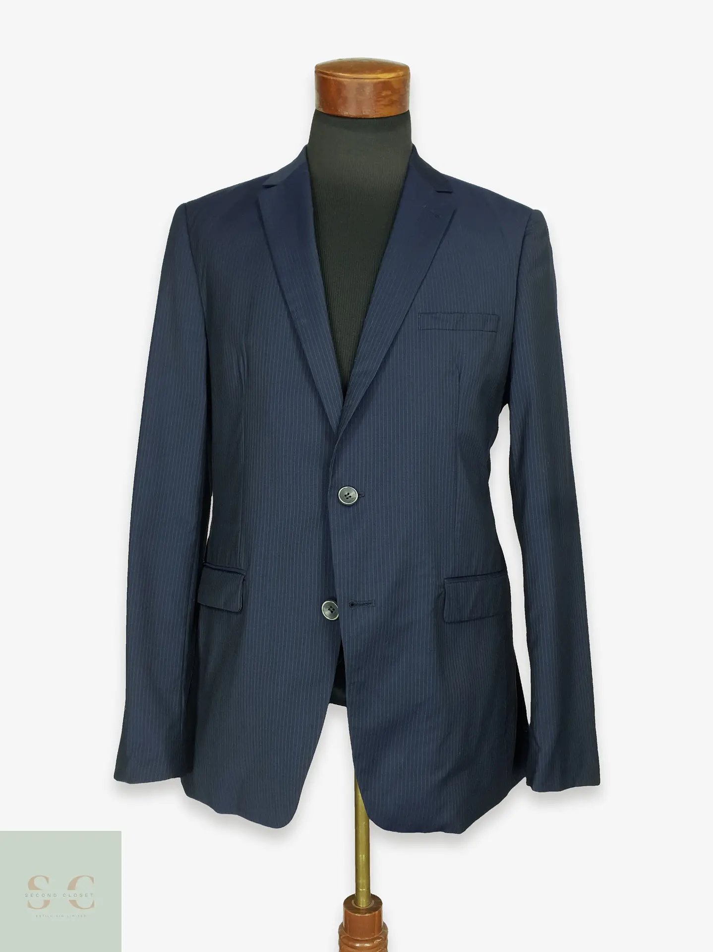 Blazer de Lana Virgen con Raya Diplomática Finshley & Harding Talla SM 1