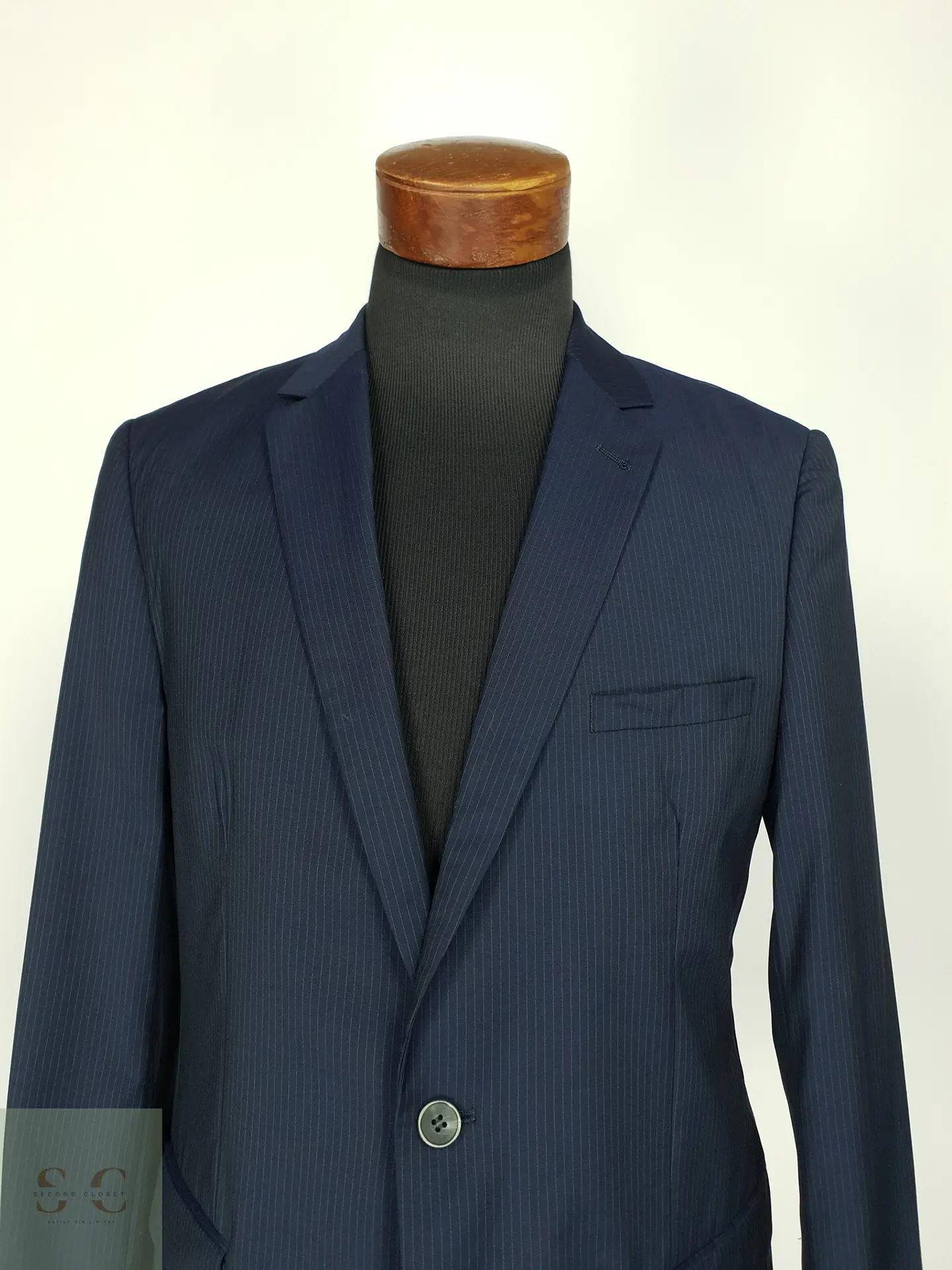 Blazer de Lana Virgen con Raya Diplomática Finshley & Harding Talla SM 4