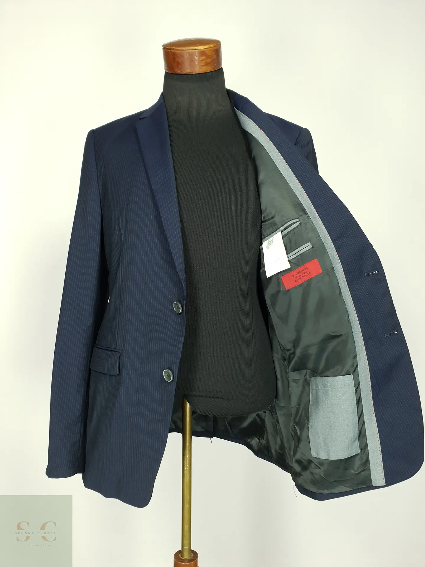 Blazer de Lana Virgen con Raya Diplomática Finshley & Harding Talla SM 7