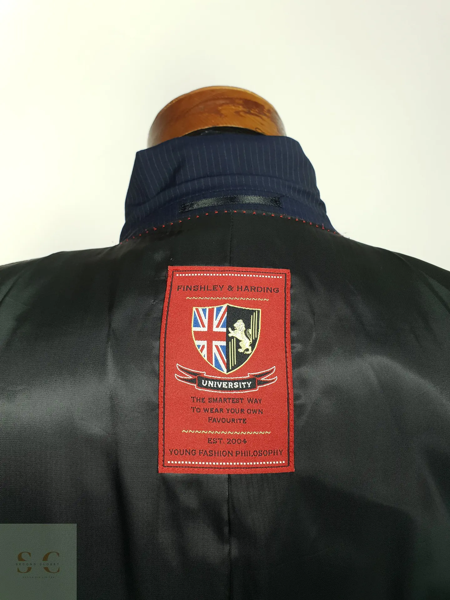 Blazer de Lana Virgen con Raya Diplomática Finshley & Harding Talla SM 9