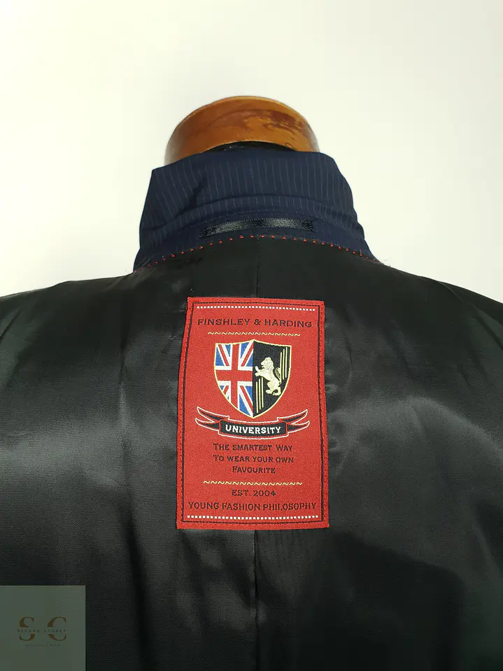 Blazer de Lana Virgen con Raya Diplomática Finshley & Harding Talla SM 9