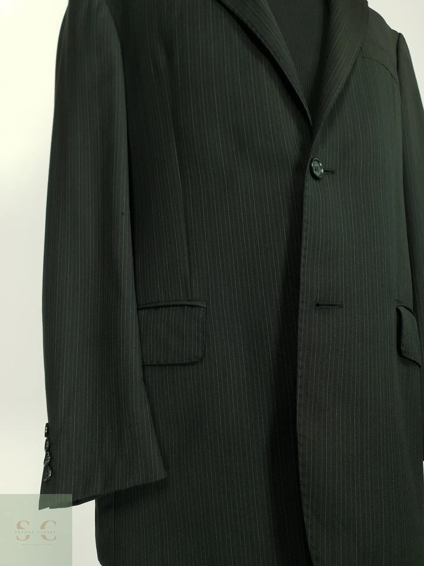Blazer Formal de Pura Lana Virgen en Raya Tiza Westbury Talla XL 3