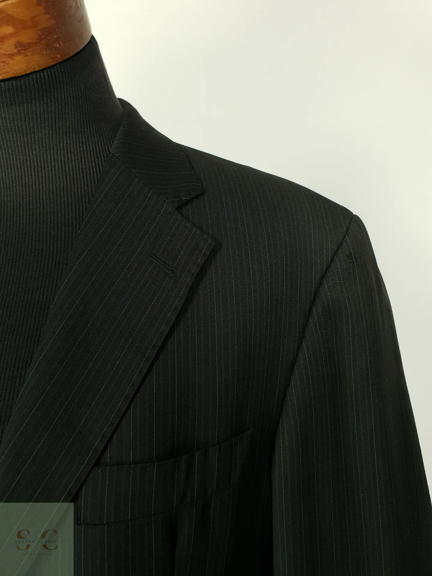 Blazer Formal de Pura Lana Virgen en Raya Tiza Westbury Talla XL 5