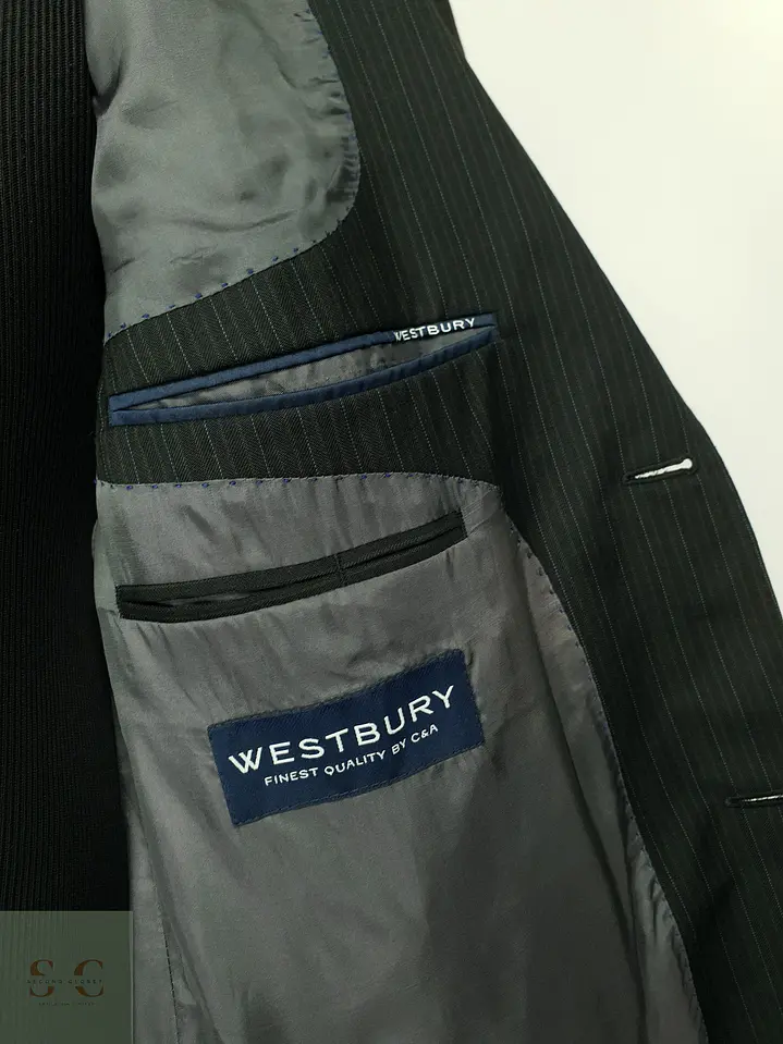 Blazer Formal de Pura Lana Virgen en Raya Tiza Westbury Talla XL 7