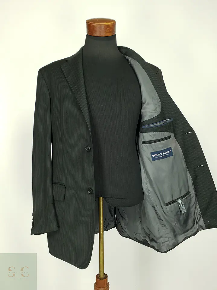 Blazer Formal de Pura Lana Virgen en Raya Tiza Westbury Talla XL 8