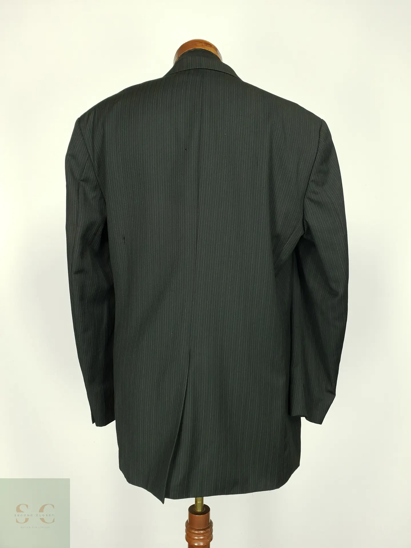 Blazer Formal de Pura Lana Virgen en Raya Tiza Westbury Talla XL 9