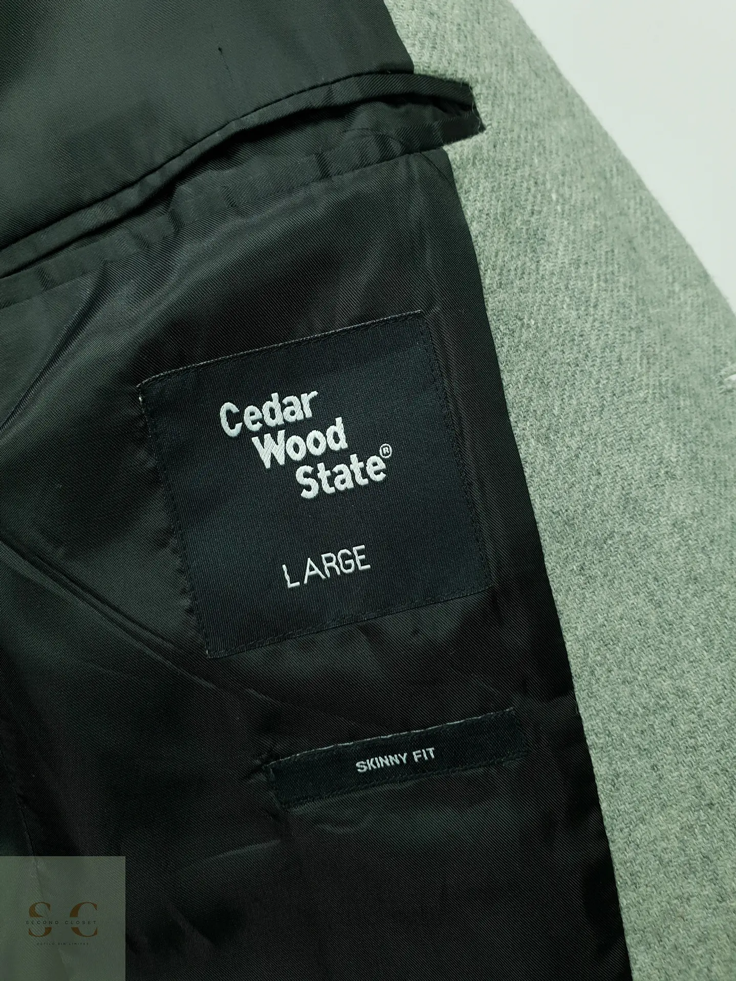 Blazer de Mezcla de Lana Gris Cemento Cedar Wood State Talla M 6
