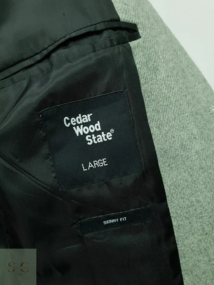 Blazer de Mezcla de Lana Gris Cemento Cedar Wood State Talla M 6