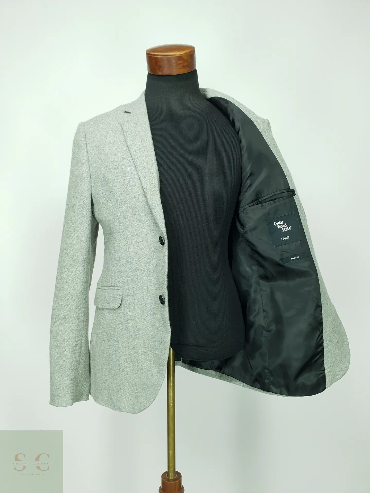 Blazer de Mezcla de Lana Gris Cemento Cedar Wood State Talla M 8