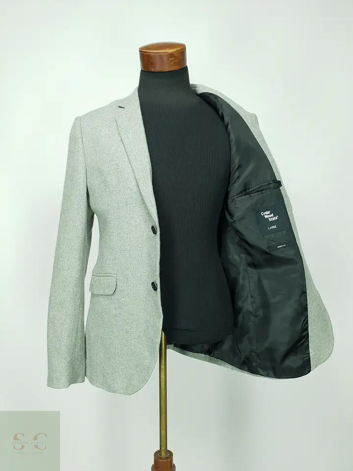 Blazer de Mezcla de Lana Gris Cemento Cedar Wood State Talla M 8
