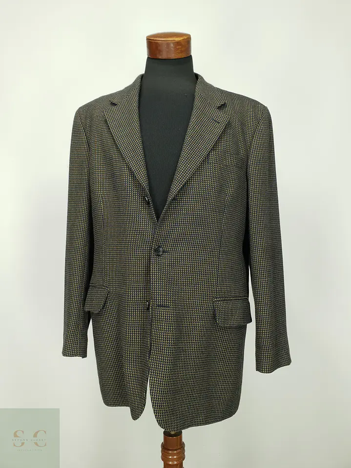 Blazer Estructurado de Lana Microcuadro Lanificio Privernum Talla XL/XXL 2