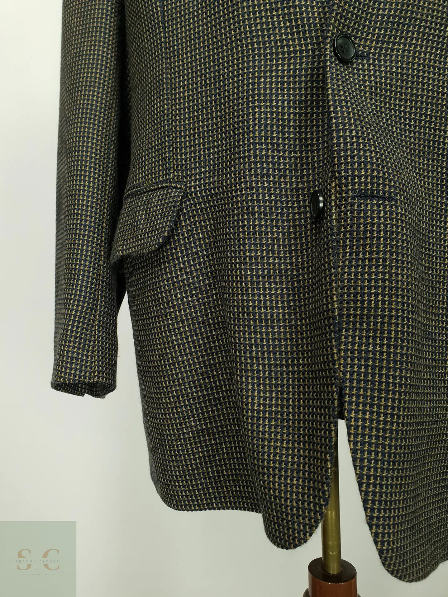 Blazer Estructurado de Lana Microcuadro Lanificio Privernum Talla XL/XXL 3