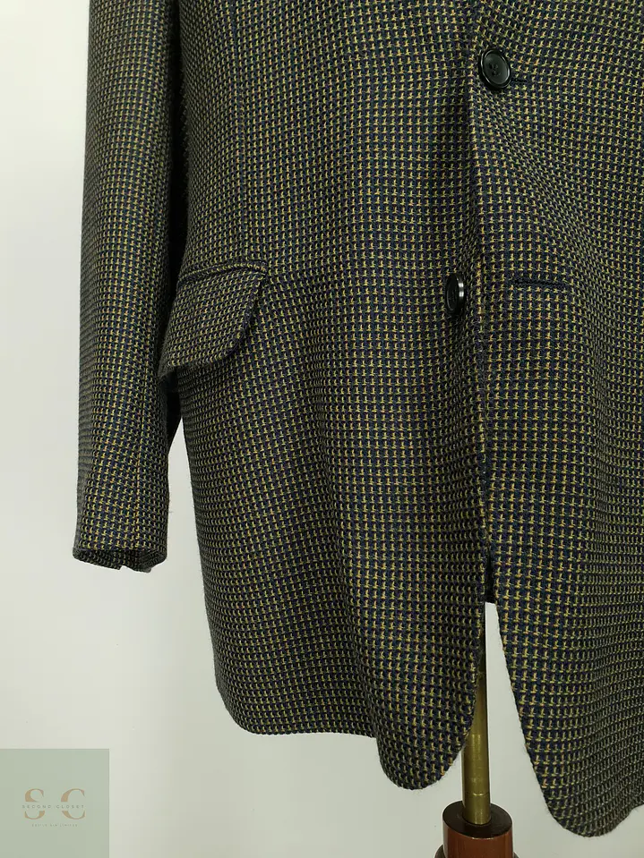 Blazer Estructurado de Lana Microcuadro Lanificio Privernum Talla XL/XXL 3
