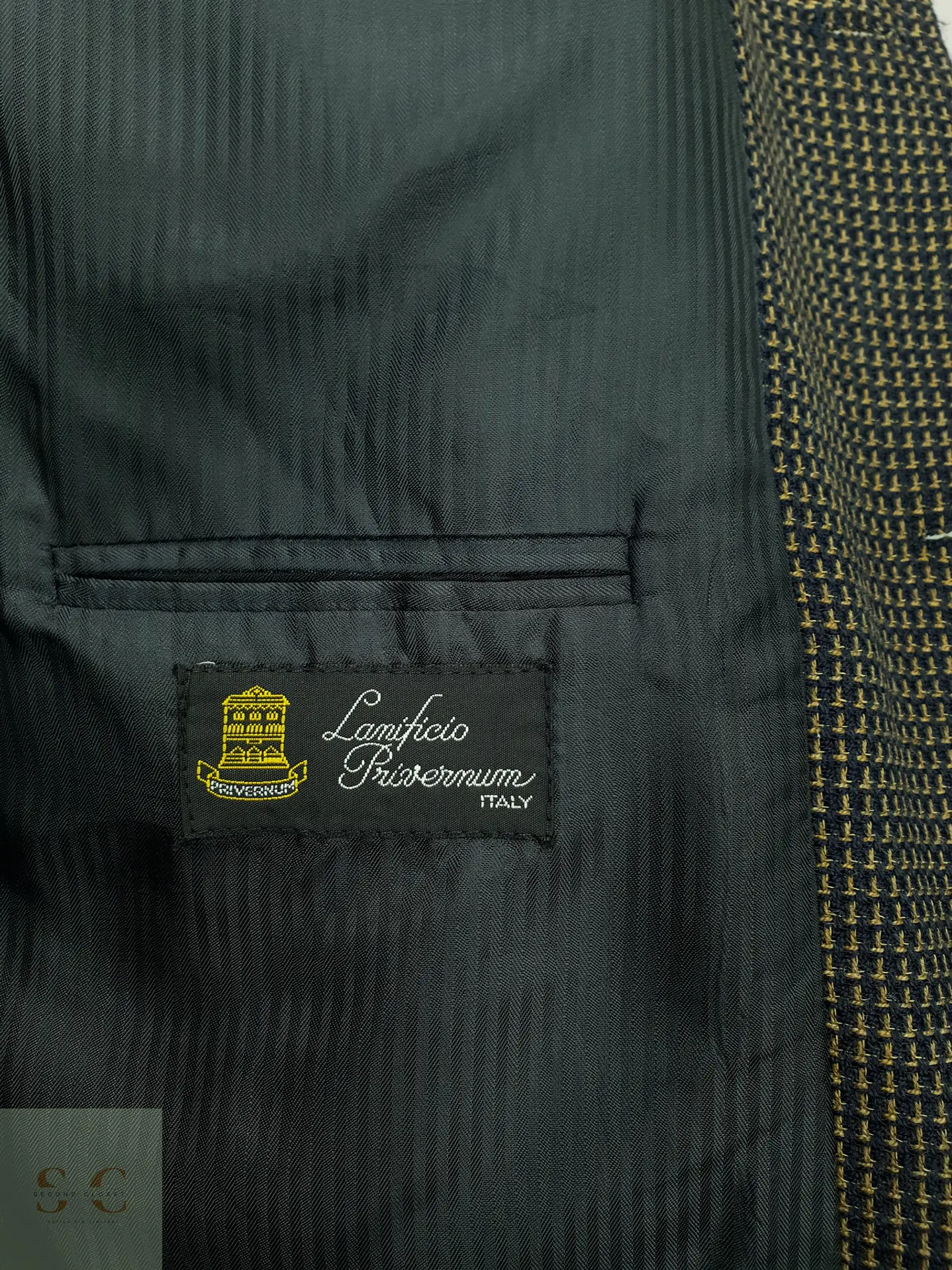 Blazer Estructurado de Lana Microcuadro Lanificio Privernum Talla XL/XXL 6