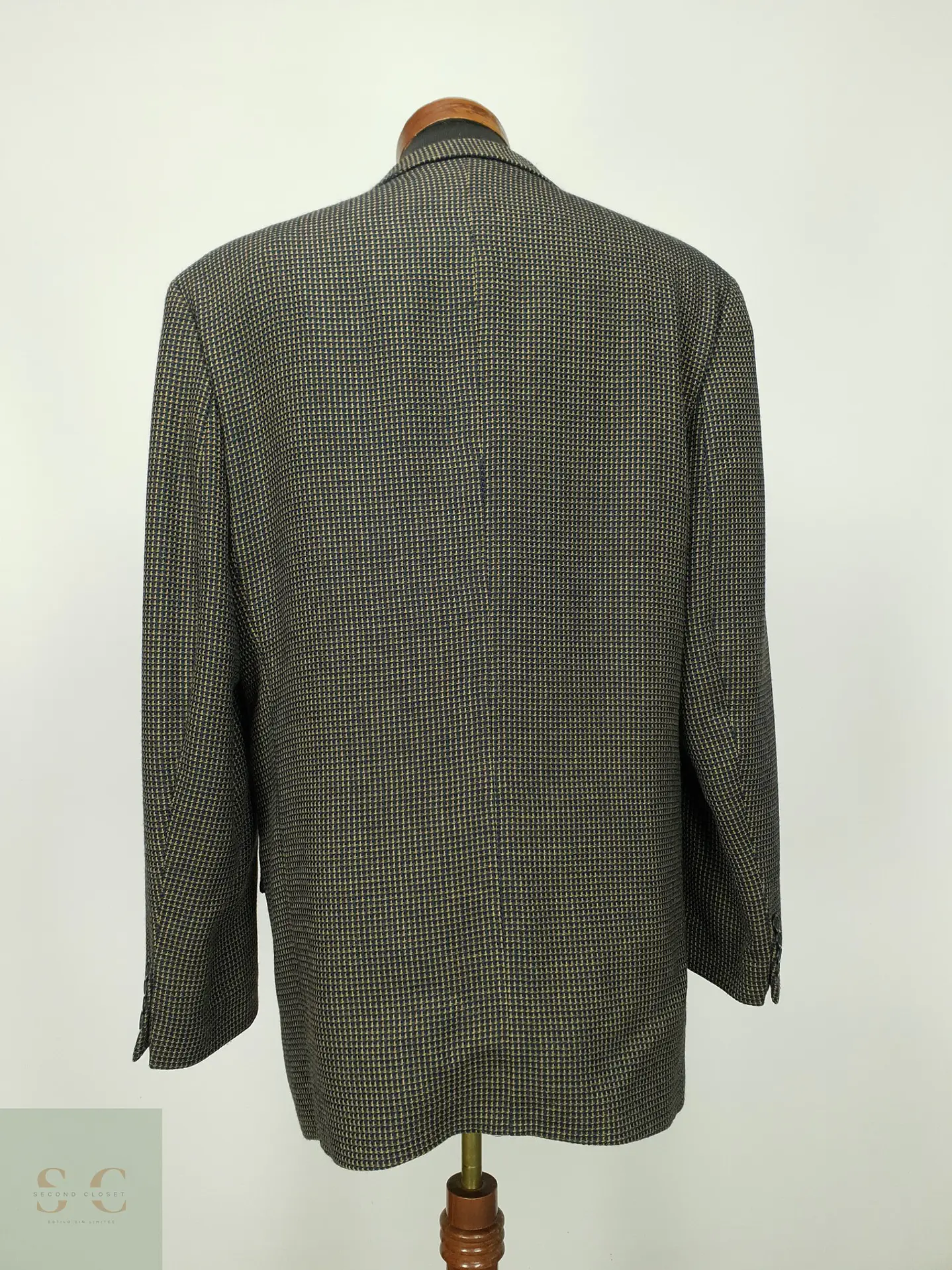 Blazer Estructurado de Lana Microcuadro Lanificio Privernum Talla XL/XXL 9