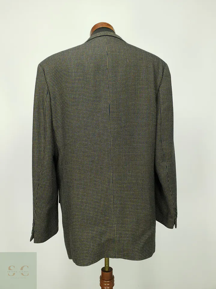 Blazer Estructurado de Lana Microcuadro Lanificio Privernum Talla XL/XXL 9
