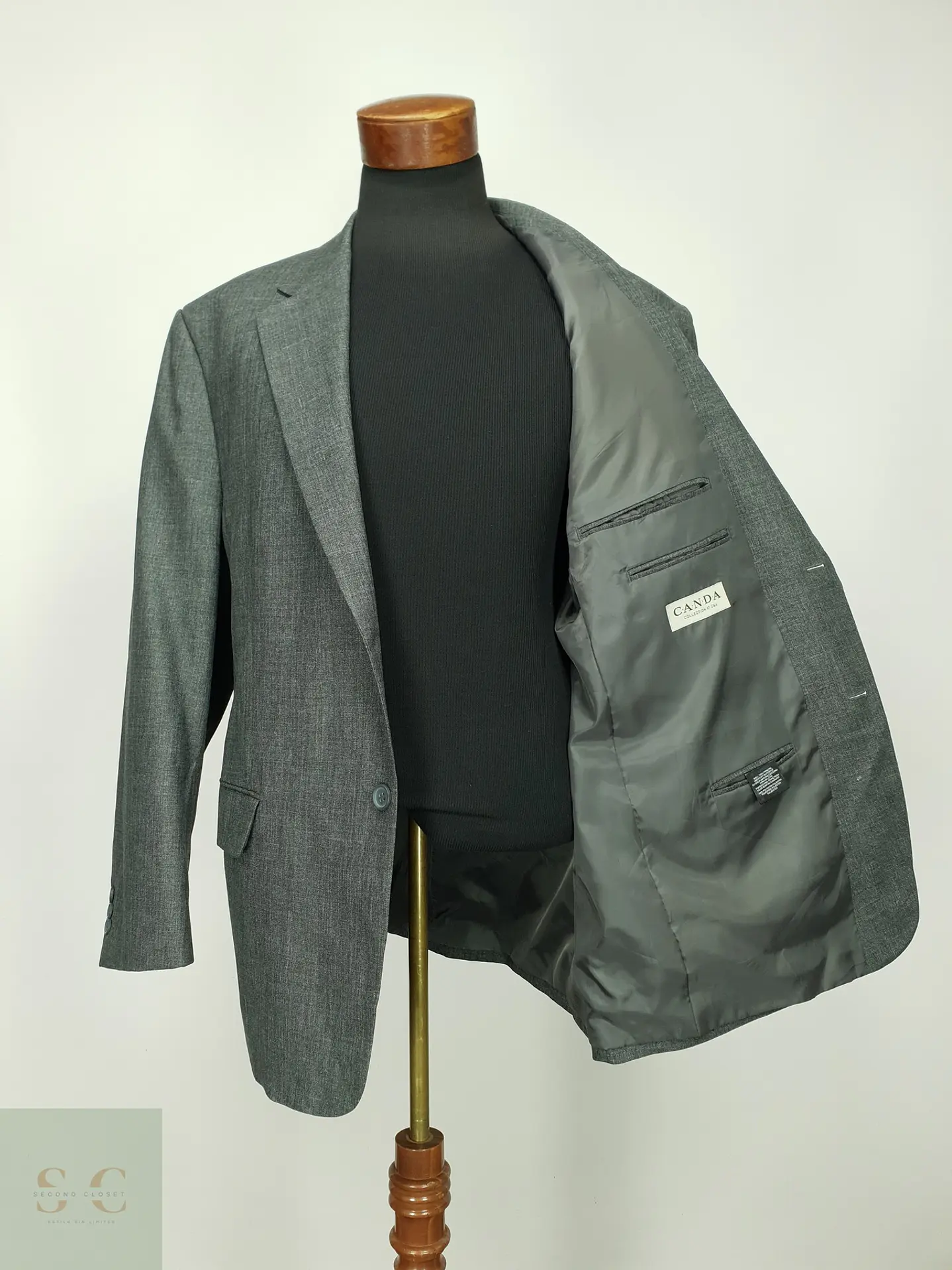 Blazer Sastre Texturizado Gris Melange Canda Talla XXL/XXXL 8