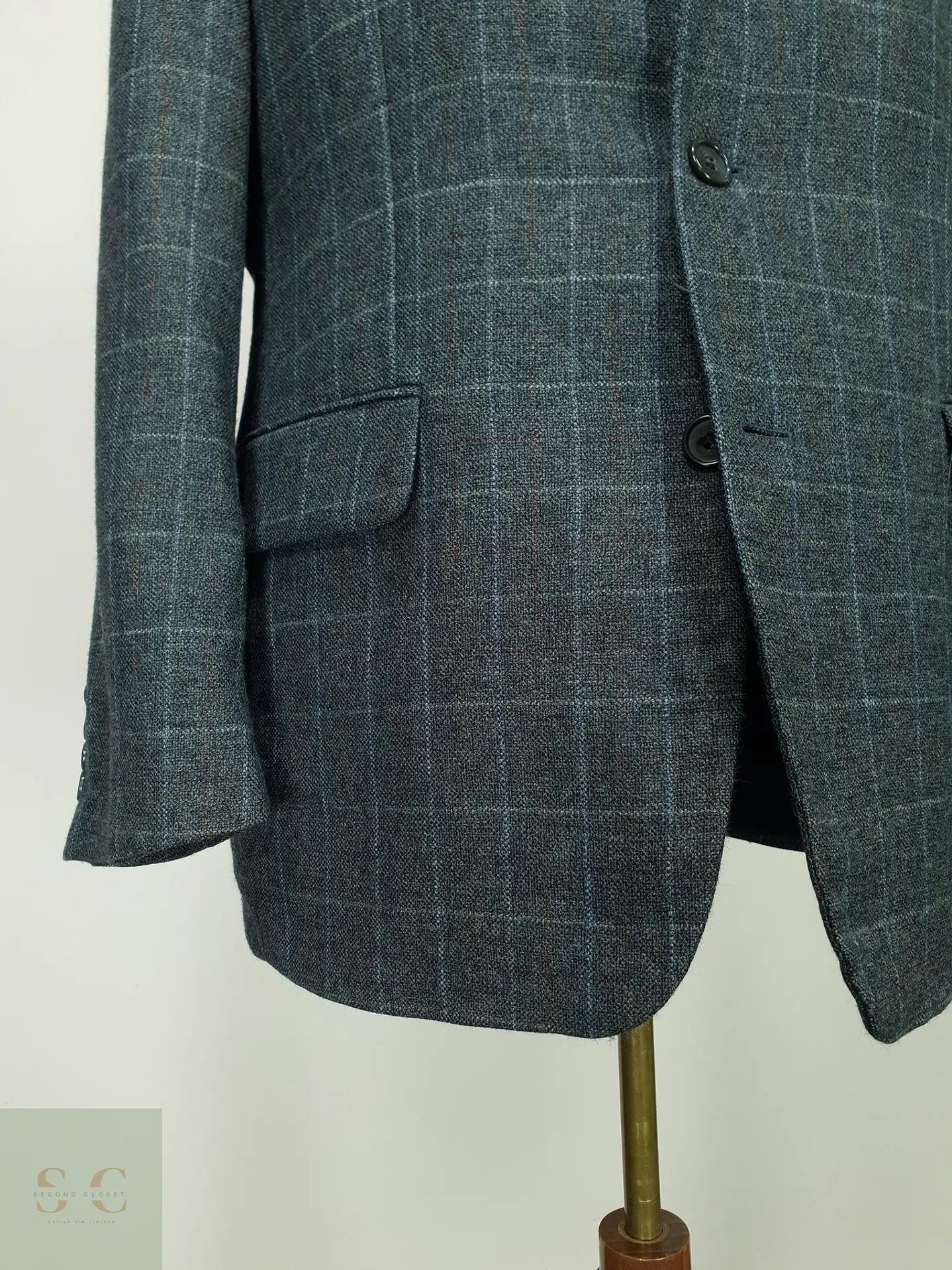 Blazer a Cuadros de Lana y Cashmere Digel Talla M/L 3