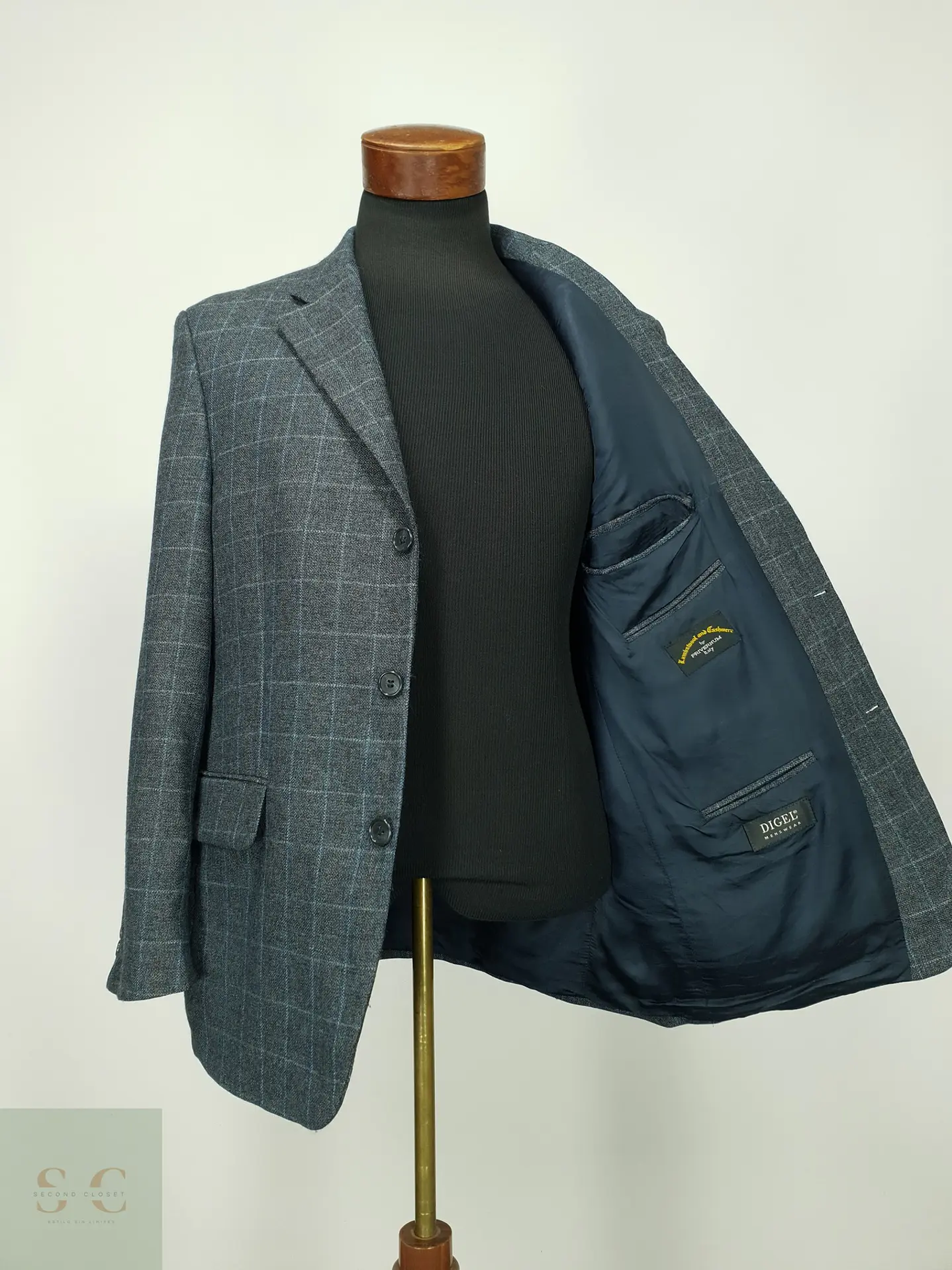 Blazer a Cuadros de Lana y Cashmere Digel Talla M/L 8