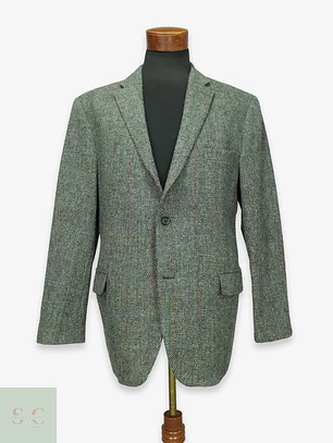 Blazer de Tweed Espinado con Sobrecuadrícula Harris Tweed Talla XXL
