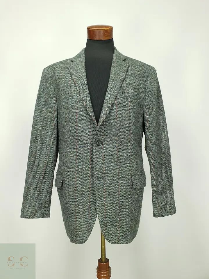 Blazer de Tweed Espinado con Sobrecuadrícula Harris Tweed Talla XXL 2