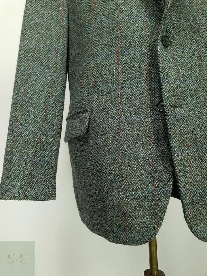 Blazer de Tweed Espinado con Sobrecuadrícula Harris Tweed Talla XXL 3