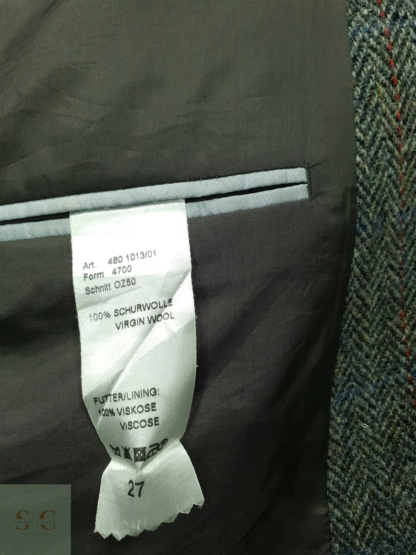 Blazer de Tweed Espinado con Sobrecuadrícula Harris Tweed Talla XXL 6