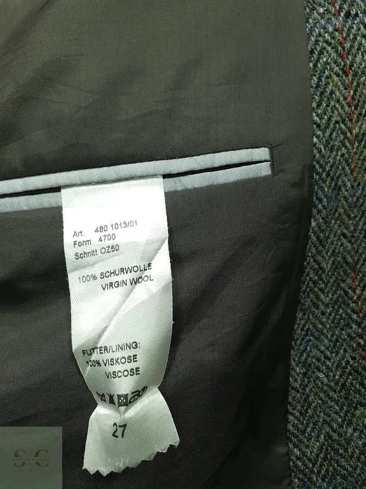 Blazer de Tweed Espinado con Sobrecuadrícula Harris Tweed Talla XXL 6