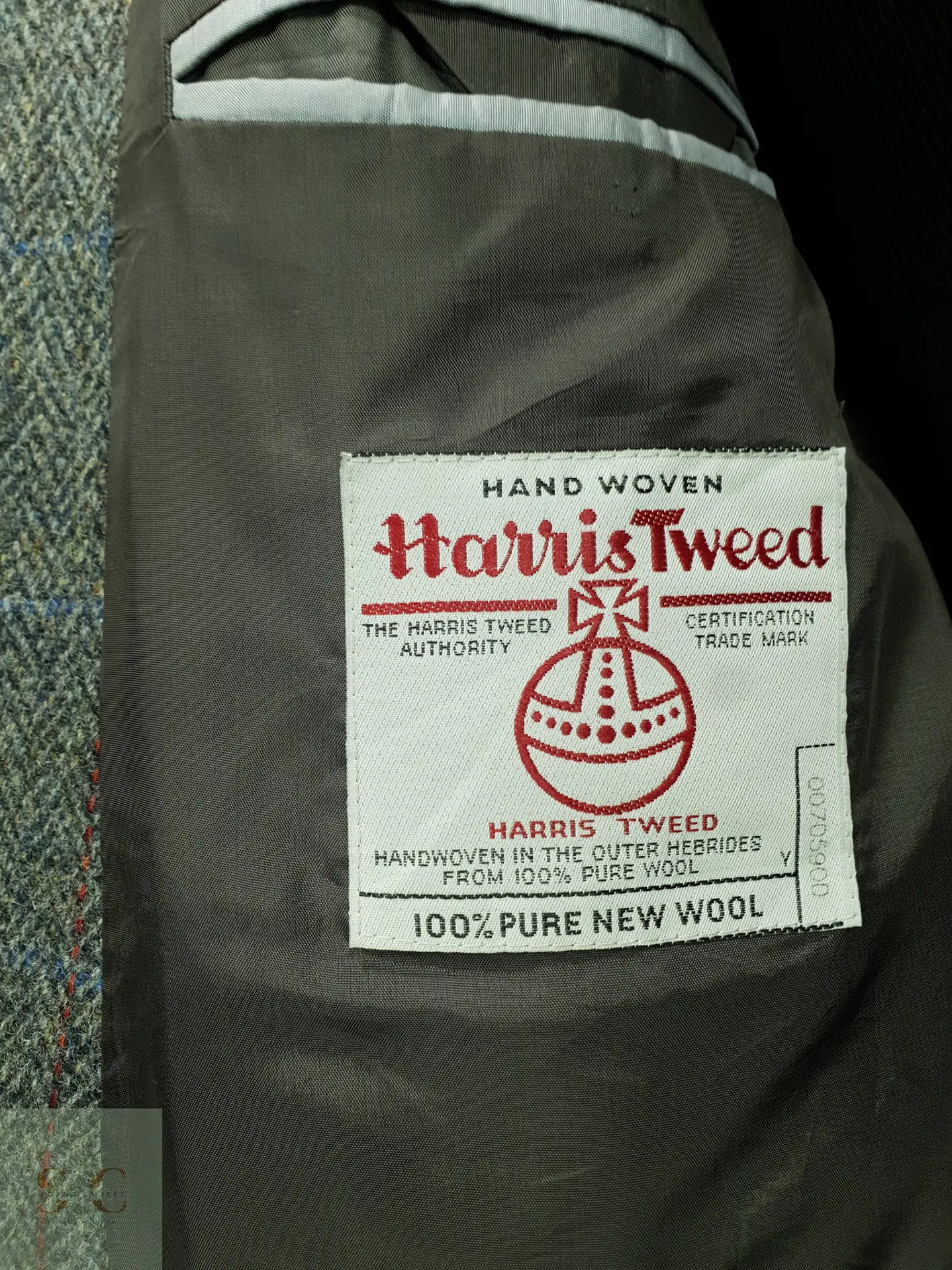Blazer de Tweed Espinado con Sobrecuadrícula Harris Tweed Talla XXL 8