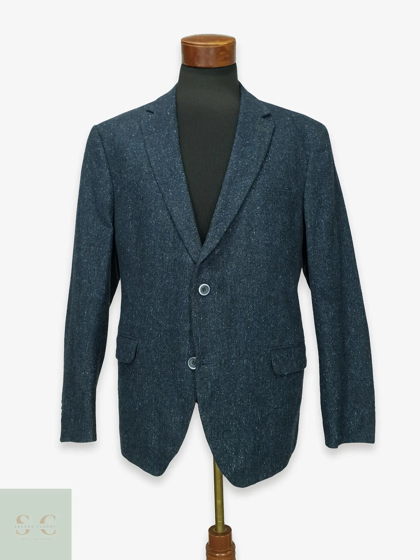 Blazer Sastre en Tweed Jaspeado Azul Commander Talla XL/XXL 1