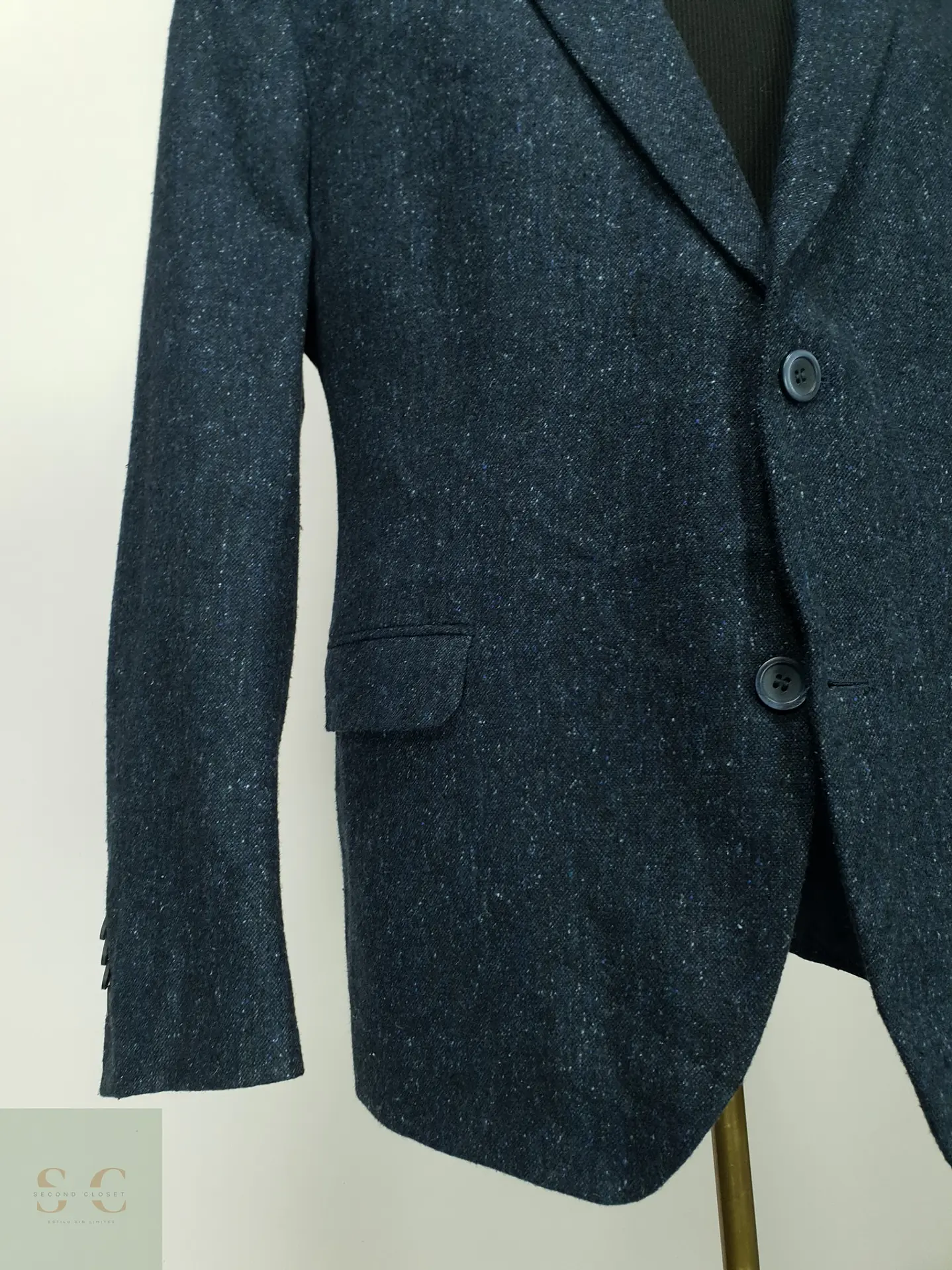 Blazer Sastre en Tweed Jaspeado Azul Commander Talla XL/XXL 3