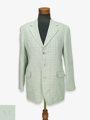 Blazer Recto a Cuadros de Viscosa y Lino Paolo Negrato Talla L/XL